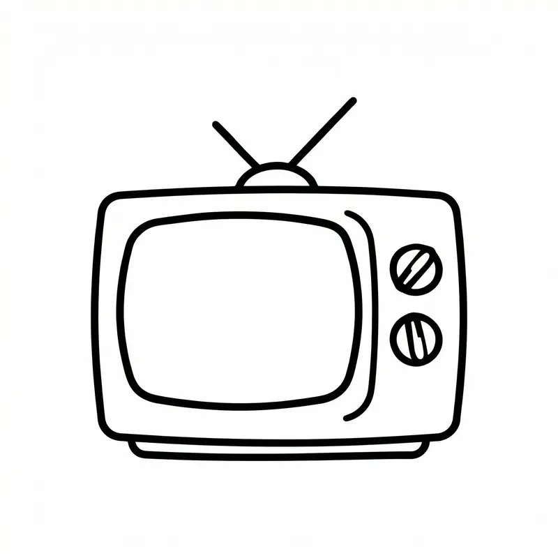 Old Tube Television Illustration in Black and White