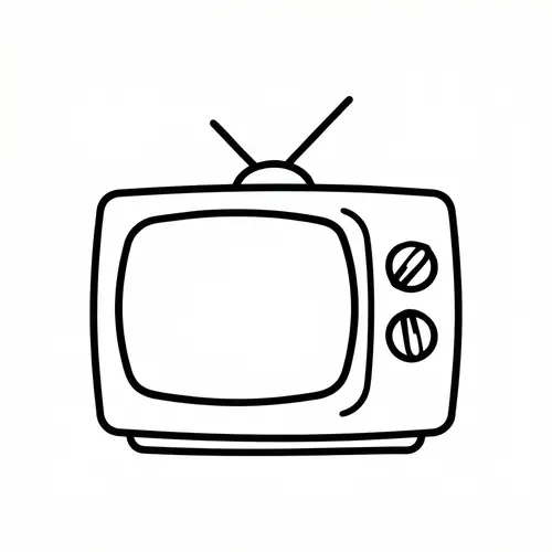 Old Tube Television Illustration in Black and White