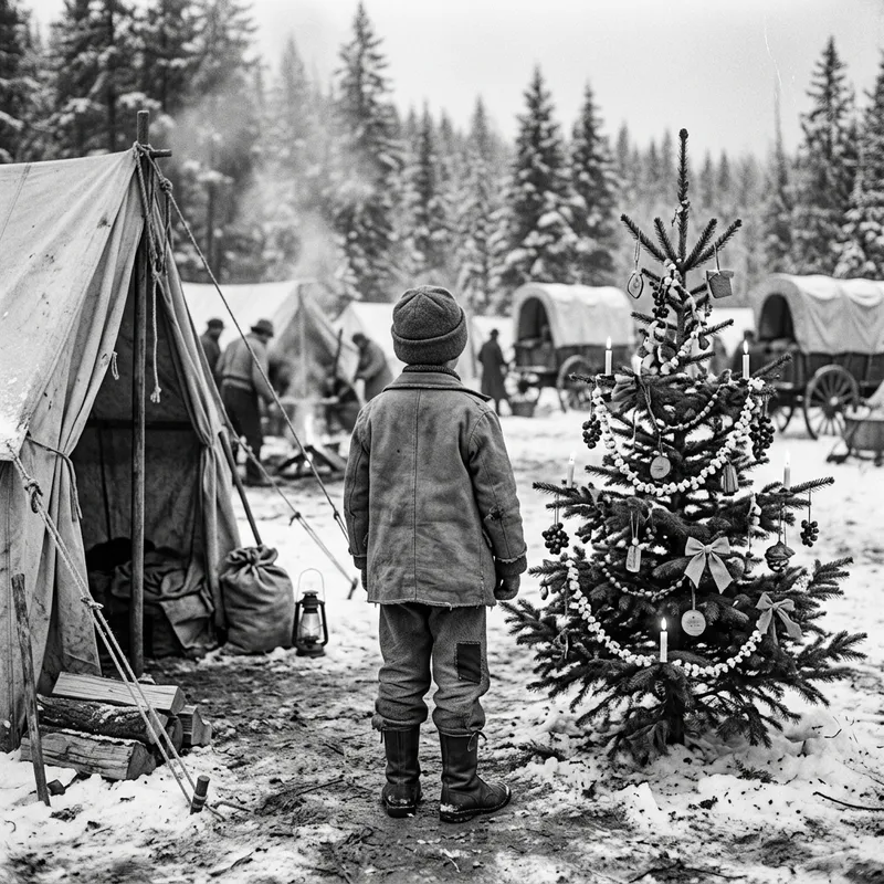 Authentic Pioneer Christmas Scene with Vintage Feel