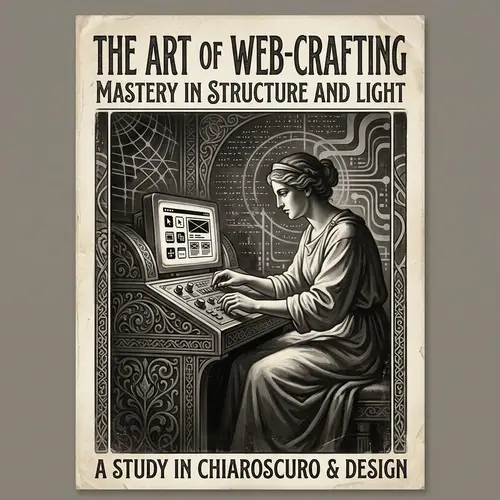 Vintage Black and White Digital Painting with Intricate Patterns