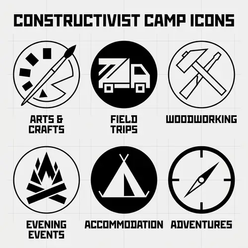 Minimalist Round Website Menu Icons | Russian Constructivism Theme