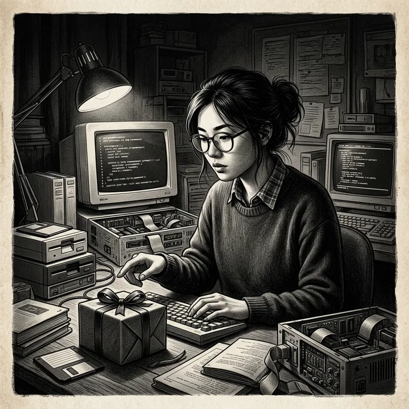 Vintage Web Programmer Poster with Chiaroscuro Lighting Gift Presentation