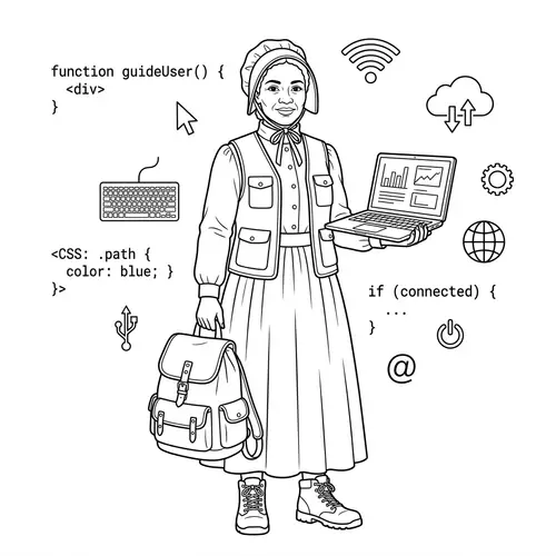 Racially Diverse Pioneer Counselor: Web Programmer Symbolism