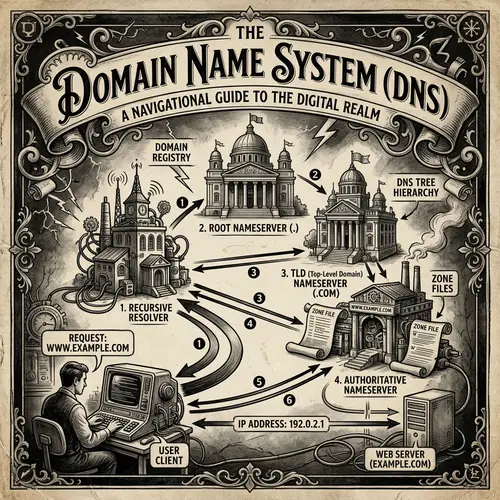 Vintage Domain Name System Setup Digital Painting Poster