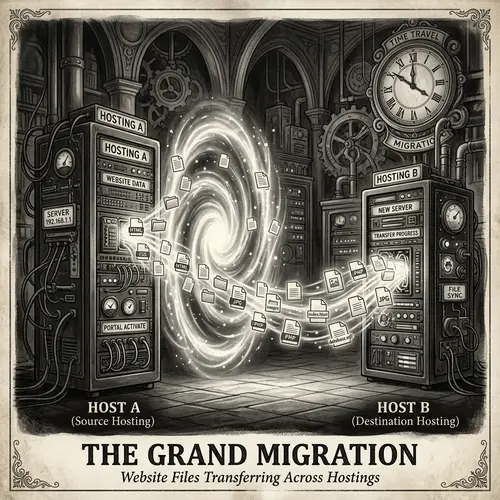 Vintage Digital Painting: File Transfer Concept Art