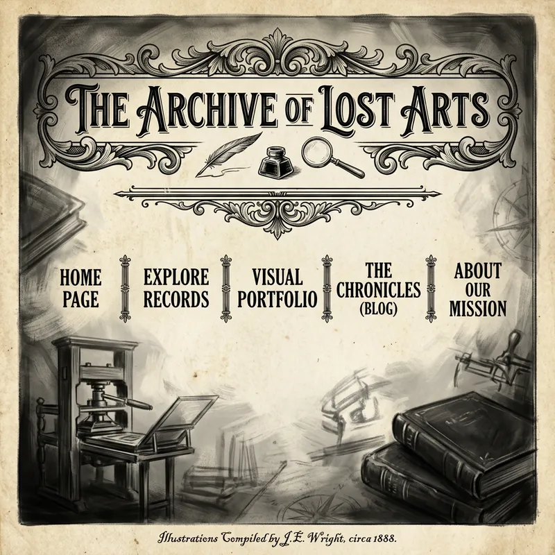 Vintage Black-and-White Poster Site Header with Intricate Details Vintage Black-and-White Poster Site Header with Intricate Details