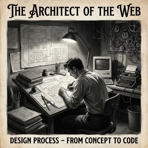 Vintage-Style Black and White Website Layout Design Process Poster