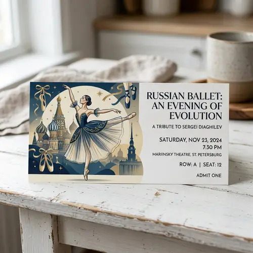 Modern Ballet Invitation Ticket Inspired by Milan Interior Exhibition