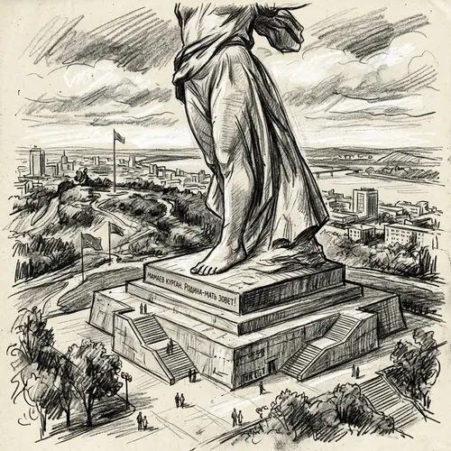 Motherland Calls Monument Base Sketch | Volgograd Landmark