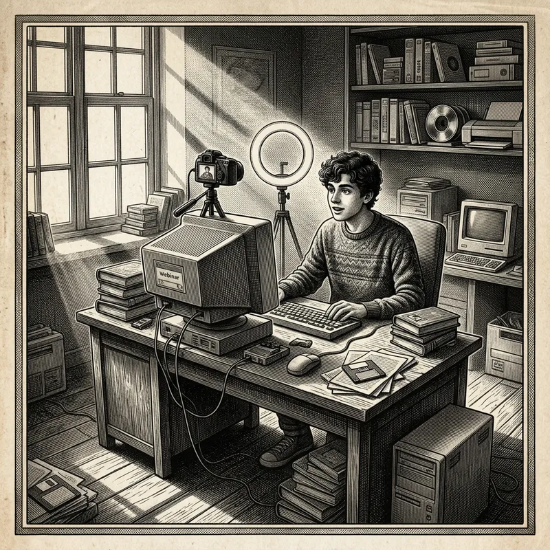 Retro Webinar Stylization: Vintage Engraving Room Setup