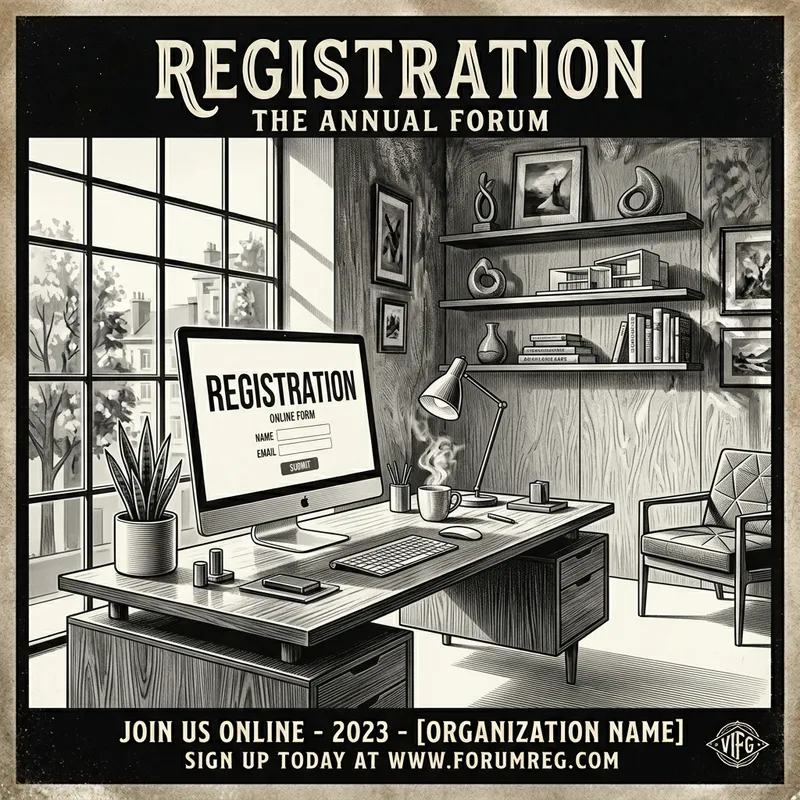 Vintage Computer Registration Poster in Modern Interior Design
