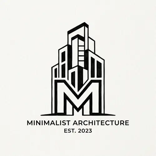 Minimalist Black and White Architectural Logo Design with Letter 'M'