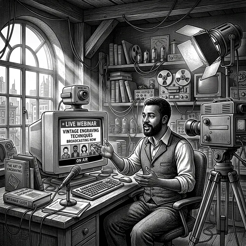 Vintage Retro Webinar Scene with Chiaroscuro Details