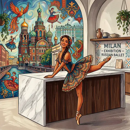 Diverse Russian Ballerina Illustration in Vibrant Colors | Ballet Elegance