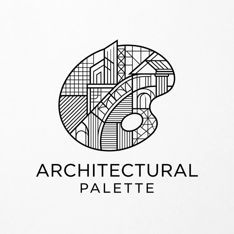 Architectural Palette Logo in Black and White Lines Architectural Palette Logo in Black and White Lines