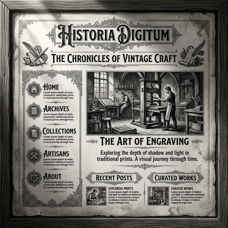 Vintage Black and White Website Appearance with Chiaroscuro Lighting