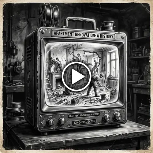 Vintage Black-and-White Video Player Artwork