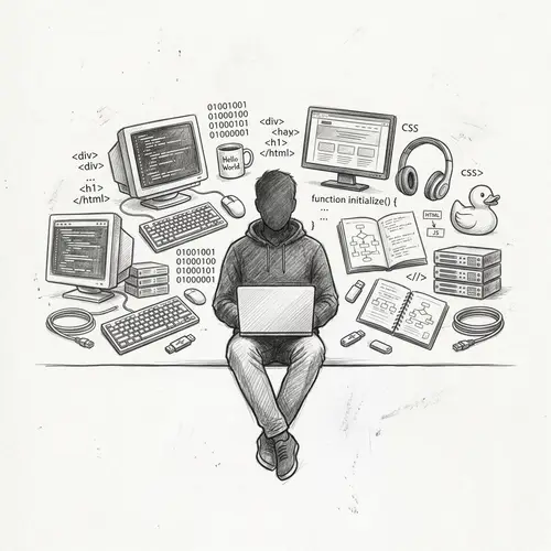Influential Figure in Web Programming Symbolism | Graphite Drawing