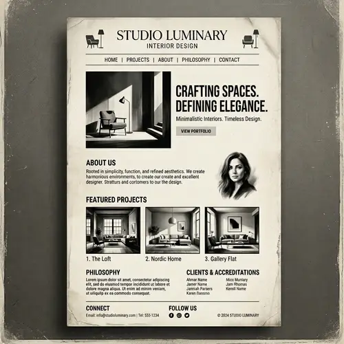 Vintage Minimalistic Interior Designer Website Layout