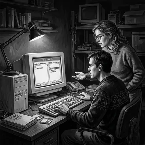 Vintage FTP Client Digital Painting | Intricate Print Fusion