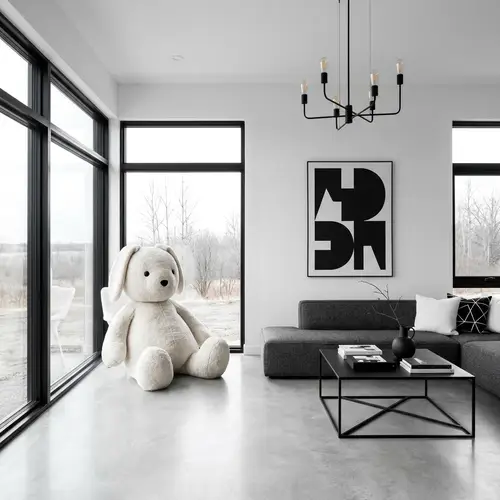 Stylish Minimalist Interior in Black & White