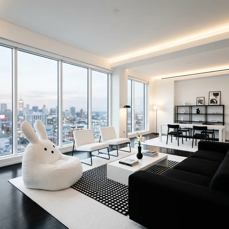 Stylish Minimalist Interior in Black & White Design
