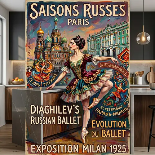 Russian Ballerina in Vintage Costume - Artwork Inspired by Henri de Toulouse-Lautrec