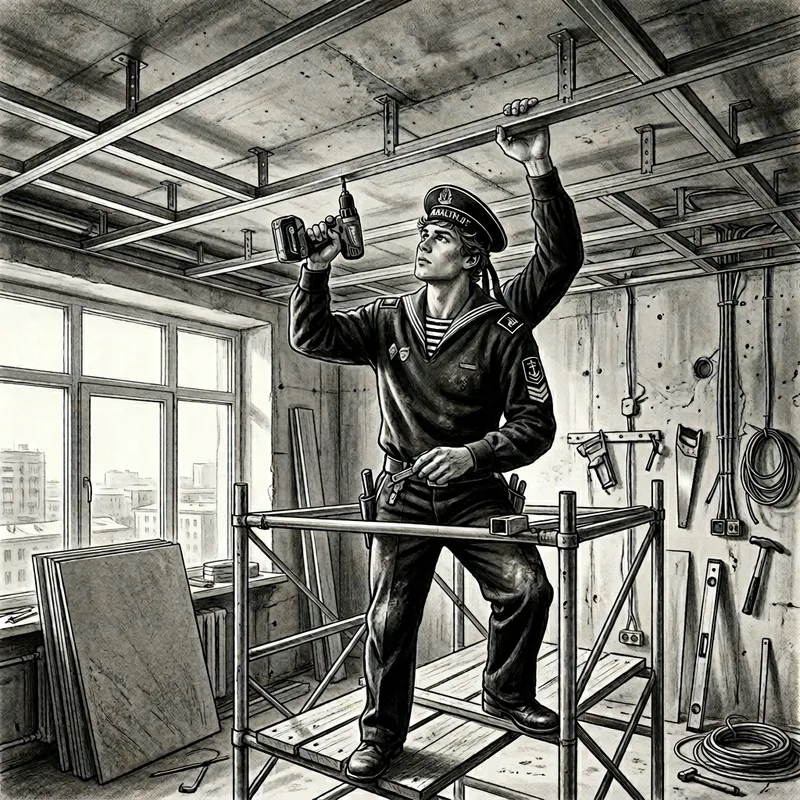 Modern Russian Sailor Renovating High-Tech Apartment | Vintage Poster