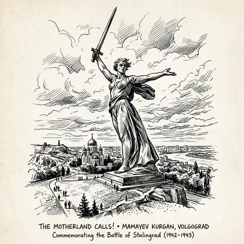 Motherland Calls Monument Sketch | Volgograd Russia