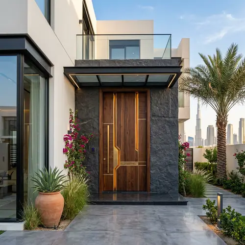 Modern Villa Door in Dubai - Vibrant Colors