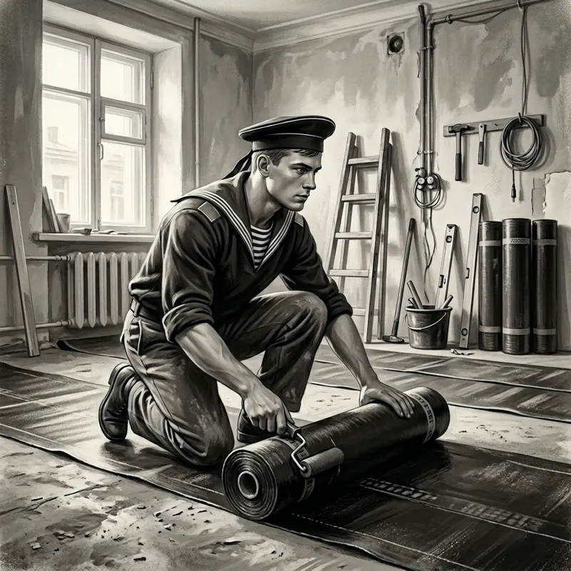 Vintage Russian Sailor in Chiaroscuro Scene | Waterproofing Material