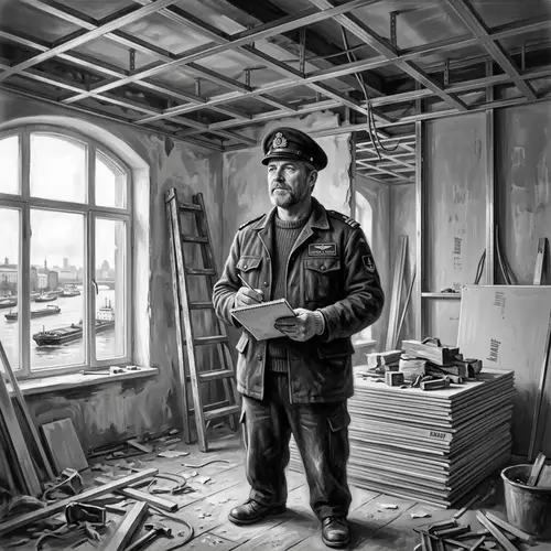 Confident Sailor in Renovating Room | Digital Painting Art