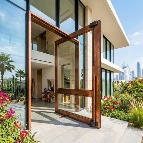 Modern Minimalist Villa Pivot Door in Dubai