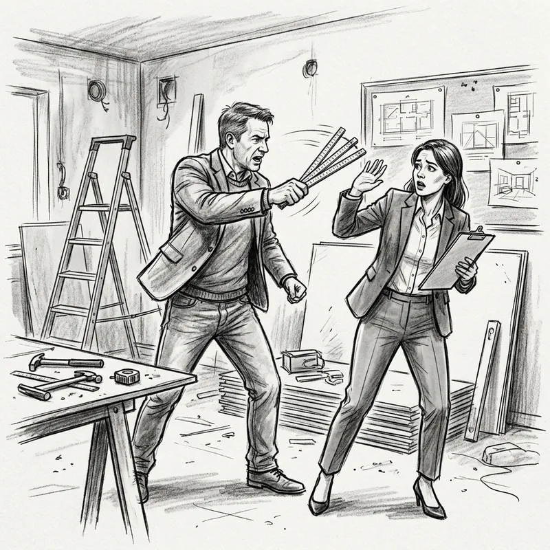 Client Hits Interior Designer with Ruler Sketch