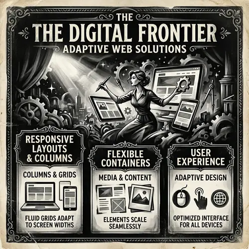 Vintage Style Responsive Website Poster Illustration