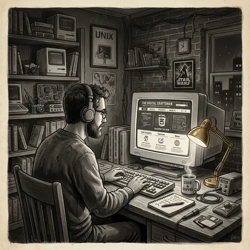 Vintage Web Programmer's Room | Digital Painting Artwork