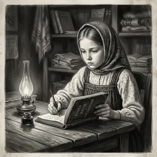 Vintage Style Digital Painting of Young Russian Girl