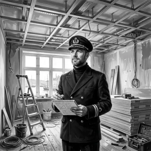 Confident Sailor in Room with Repair Work | Digital Painting