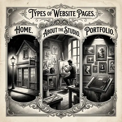 Vintage Digital Painting: Website Pages Home, Studio, Portfolio