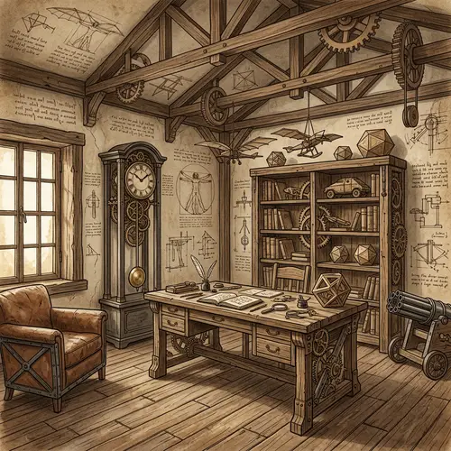 Leonardo Da Vinci Inspired Interior Design | Mechanical Sketch Aesthetic