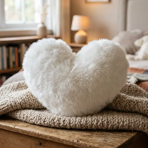 Fluffy White Heart Plush Toy