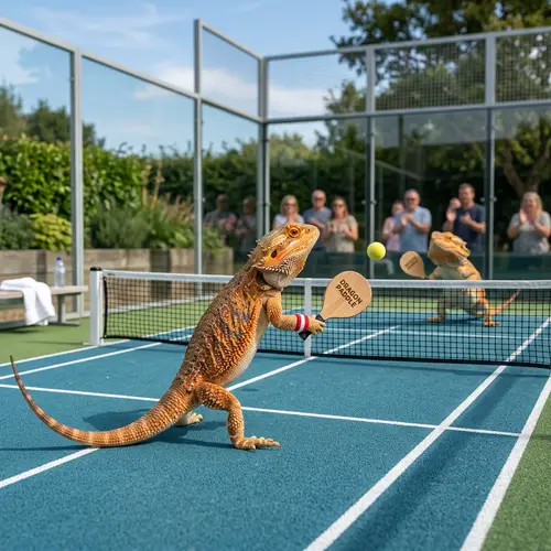 Bearded Dragon Playing Paddle Tennis