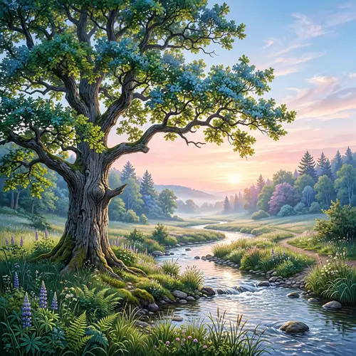 Tranquil Serenity: A Mindfulness Landscape in Calming Colors