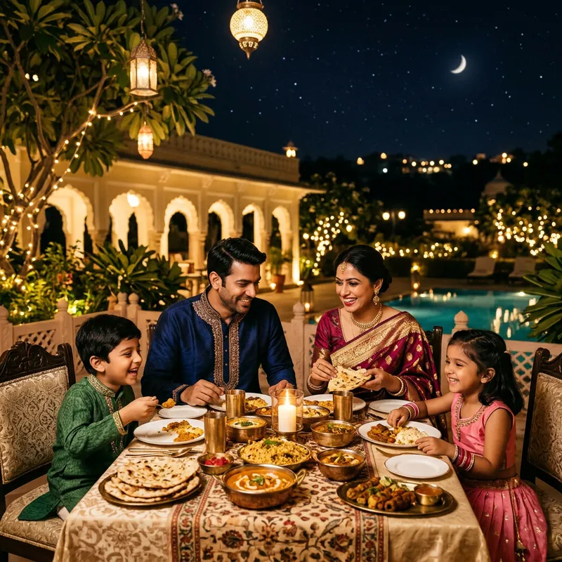 Captivating Indian Family Dining Scene at Night