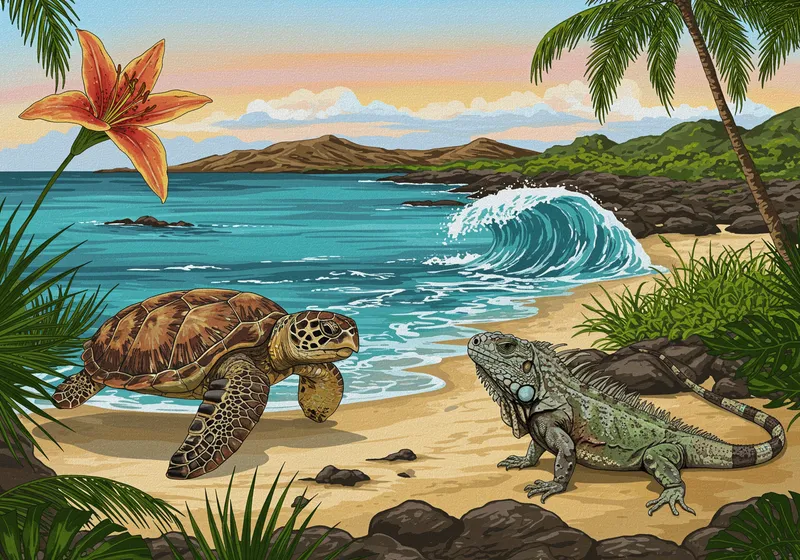 Galápagos Island Art: Vibrant Nature Design