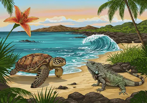 Galápagos Island Art: Vibrant Nature Design