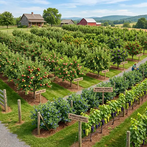 Diverse 1/2 Acre Orchard with Fruit Trees & Berries