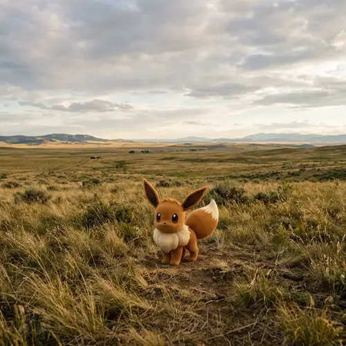 Eevee Inspired Creature in Expansive Plain