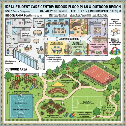 Ideal Student Care Centre: Indoor & Outdoor Areas for 7-14 Year-Olds
