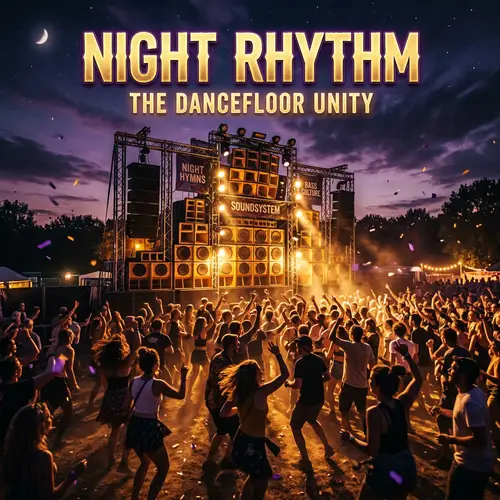 Vibrant Album Cover: Soundsystem & Dance Crowd